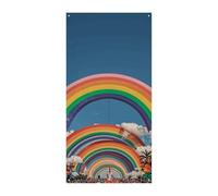 Beautiful World Bannière de couverture de porte arc-en-ciel 90 x 180 cm Bannières de fête Panneau de bienvenue saisonnier Décoration verticale à suspendre pour porche, entrée, jardin