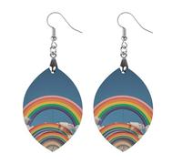Beautiful World Boucles d'oreilles en bois arc-en-ciel - Pendentifs vintage en bois naturel - Crochets de boucles d'oreilles classiques en bois pour femme, Love, En bois, Bois.