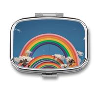 Beautiful World Pilulier carré portable avec 2 compartiments arc-en-ciel pour poche et voyage
