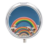 Beautiful World Pilulier de voyage étanche et portable en métal avec 3 compartiments Motif arc-en-ciel