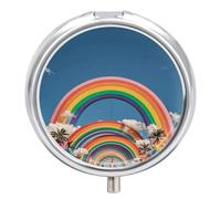 Beautiful World Pilulier rond à 3 compartiments arc-en-ciel pour poche ou sac à main