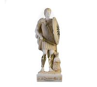 BeautifulGreekStatues Alexandre Le Grand de Macédoine avec Bouclier Vergina en albâtre doré 27cm