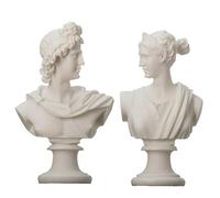 BeautifulGreekStatues Artémis Diane et Apollon Buste Statues Grecques Figurine à la Main Dieux Albâtre 15cm