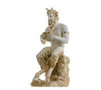 BeautifulGreekStatues Satyre Pan Panas Statue Romaine Grecque À La Main Albâtre Or Figure Masculine 24 cm