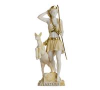 BeautifulGreekStatues Statue grecque de la déesse Artémis Diana, lune, dorée, albâtre, 17 cm