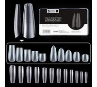 Beautilux Capsule Americaine Ongle, Coffin Long 2 IN 1 Matte Capsules Ongles avec Ligne Auxiliaire 288 Pièces 11 Tailles, Longue Coffin Capsules Ongles Pour Manucures à Domicile