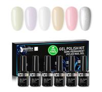 Beautilux HEMA-FREE Vernis Semi Permanent, 6 Couleurs 10ml Sans-TPO Blanc Laiteux Vernis Semi-permanent, Vernis à Ongles Gel UV Gel Soak Off Manucure Nail Art Kit (YT-12)