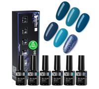Beautilux HEMA-FREE Vernis Semi Permanent Indigo, 6 Couleur 10ml Sans-TPO Vernis Semi-permanent, Vernis à Ongles Gel UV Gel Soak Off Manucure Nail Art Kit (YT-04)