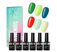 Beautilux HEMA-FREE Vernis Semi Permanent Sans TPO 6 Couleurs 10ml Vert, Rouge, Jaune Clair Vernis Gel UV Semi Permanent, Vernis à Ongles Soak Off Kit Gel Polish (SU25-03)