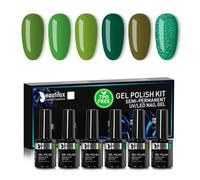 Beautilux HEMA-FREE Vernis Semi Permanent Vert, 6 Couleurs 10ml Sans-TPO Vernis Semi-permanent, Vernis à Ongles Gel UV Gel Soak Off Manucure Nail Art Kit (YT-05)
