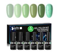 Beautilux HEMA-FREE Vernis Semi Permanent Vert, 6 Couleurs 10ml Sans-TPO Vert Clair Vernis Semi-permanent, Vernis à Ongles Gel UV Gel Soak Off Manucure Nail Art Kit (YT-15)