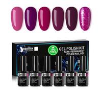 Beautilux HEMA-FREE Vernis Semi Permanent Violet, 6 Couleurs 10ml Sans-TPO Vernis Semi-permanent, Vernis à Ongles Gel UV Gel Soak Off Manucure Nail Art Kit (YT-16)
