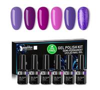 Beautilux HEMA-FREE Vernis Semi Permanent Violet, 6 Couleurs Sans-TPO 10ml Violet Foncé Vernis Semi-permanent, Soak Off Gel Nail Polish pour Manucure VSP (YT-02)
