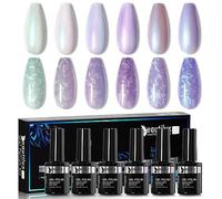 Beautilux Nacré Gel Vernis Semi-Permanent - 6 Couleurs 10ml Blanc Perle Effect, Soak Off Shell UV pour Ongles, Nail Art