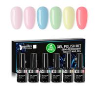 Beautilux Pastel Semi-Permanent Nail Polish, 6 Colours Pink Green Blue Semi-Permanent Nail Polish UV Gel Soak Off Manicure Nail Art Kit 10 ml (YT-41)