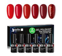 Beautilux Vernis à Ongles Semi Permanent, 6 Couleurs 10ml, Soak Off Vernis Gel UV Semi Permanent Rouge Bourgogne Rouge Foncé pour Manucure Noël Nail Art (YT-01)