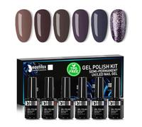 Beautilux Vernis Semi Permanent Marron, 6 Couleurs 10 ml Automne Hiver Marron Chocolat Vernis Semi-permanent, Vernis à Ongles Gel UV Gel Soak Off Manucure Nail Art Kit (YT-10)