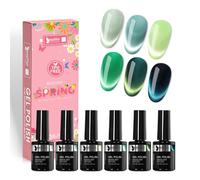 Beautilux Vernis Semi-Permanent Sans-TPO, 6 Couleur des Yeux Verts du Chat Couleurs 10ml Vernis à Ongles Gel Soak Off Nail Art VSP Kit for Professional and DIY Manucure(MC26-01)