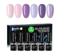 Beautilux Vernis Semi Permanent Volet, 6 Couleurs 10ml Violet Clair Vernis Semi-permanent, Vernis à Ongles Gel UV Gel Soak Off Manucure Nail Art Kit (YT-13)