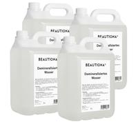 BEAUTIONA Eau déminéralisée 4×5 L - Eau distillée VE Selon VDE 0510 - sans calcaire - pour Batterie Voiture, radiateur, Fer à Repasser, humidificateur et Aquarium