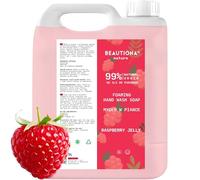 Beautiona Savon 5 L : savon moussant à la glycérine et à l'huile d'amande - Hydratant pour mains et corps - pH neutre - 3 fois plus efficace (5 l, parfum framboise)
