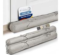 Beautissu 2X Boudin Bas de Porte 100 cm Gris Clair - Bas de Porte Isolant Anti Froid & Anti Bruit 100x10 cm - Boudin de Fenêtre avec Passant pour Porte, Fenêtre et Porte de Jardin - Viento