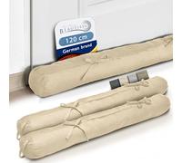 Beautissu 2X Boudin Bas de Porte 120 cm Crème - Bas de Porte Isolant Anti Froid & Anti Bruit 120x10 cm - Boudin de Fenêtre avec Passant pour Porte, Fenêtre et Porte de Jardin - Viento
