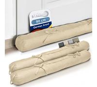 Beautissu 2X Boudin Bas de Porte 90 cm Crème - Bas de Porte Isolant Anti Froid & Anti Bruit 90x10 cm - Boudin de Fenêtre avec Passant pour Porte, Fenêtre et Porte de Jardin - Viento