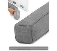 Beautissu 2X Boudin de Porte Isolant d'Entrée 90 cm avec Aimants - Bas de Porte Anti Froid - Coussin Anti Courant d’Air Fenêtre - Coupe Vent Tissu Gris Isolation Thermique - Levante