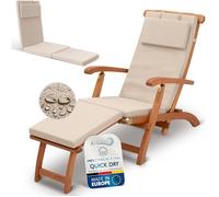 Beautissu 2X Deckchair Coussin Chaise Longue 175x45 cm - 100% Imperméable & Séchage Rapide - Matelas Transat Bain de Soleil Coussin pour Transat Bain de Soleil avec Housse Amovible - Beige DC-QD