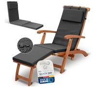 Beautissu 2X Deckchair Coussin Chaise Longue 175x45 cm - 100% Imperméable & Séchage Rapide - Matelas Transat Bain de Soleil Coussin pour Transat Bain de Soleil avec Housse Amovible - Anthracite DC-QD