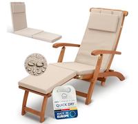 Beautissu 2X Deckchair Coussin Chaise Longue 175x45 cm - 100% Imperméable & Séchage Rapide - Matelas Transat Bain de Soleil Coussin pour Transat Bain de Soleil avec Housse Amovible - Beige DC-QD