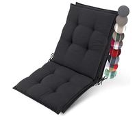 Beautissu 2X Premium Coussin Chaise Jardin Dossier Bas avec Sangles | 100x50cm 8cm épaisseur anthracite tissu robuste antidérapant résistance aux UV fauteuil Fixation rembourrage extérieur Sun-NL