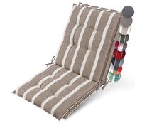 Beautissu 2X Premium Coussin Chaise Jardin Dossier Bas avec Sangles | 100x50cm 8cm épaisseur beige blanc rayé tissu robuste antidérapant résistance aux UV fauteuil Fixation rembourrage Sun-NL
