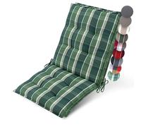 Beautissu 2X Premium Coussin Chaise Jardin Dossier Bas avec Sangles | 100x50cm 8cm épaisseur vert carré tissu robuste antidérapant résistance aux UV fauteuil Fixation rembourrage extérieur Sun-NL