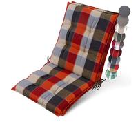 Beautissu 2X Premium Coussin Chaise Jardin Dossier Bas avec Sangles | 100x50cm orange beige carré tissu robuste 8cm épaisseur antidérapant résistance UV fauteuil Fixation assise extérieur Sun-NL