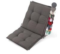 Beautissu 2X Premium Coussin Chaise Jardin Dossier Bas avec Sangles | 100x50cm taupe tissu robuste 8cm épaisseur antidérapant résistance aux UV fauteuil Fixation assise extérieur galette Sun-NL