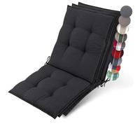 Beautissu 3X Coussin Chaise Jardin Dossier Bas Fauteuil avec Sangles | 100x50cm anthracite 8cm épaisseur tissu robuste antidérapant résistance aux UV premium Fixation galette extérieur Sun-NL