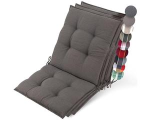 Beautissu 3X Premium Coussin Chaise Jardin Dossier Bas 100x50 cm Sun-NL - 8 cm Épaisseur Tissu Robuste Antidérapant & Résistance aux UV - Coussin Fauteuil avec Sangles Fixation Taupe