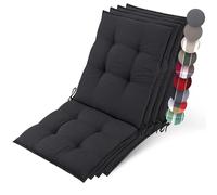 Beautissu 4X Premium coussin chaise jardin dossier bas avec sangles | 100x50cm 8cm épaisseur anthracite tissu robuste antidérapant résistance aux UV fauteuil Fixation rembourrage extérieur Sun-NL