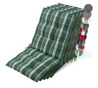 Beautissu 5X Premium Coussin Chaise Jardin Dossier Bas 100x50 cm Sun-NL - 8 cm Épaisseur Tissu Robuste Antidérapant & Résistance aux UV - Coussin Fauteuil avec Sangles Fixation Vert Carré