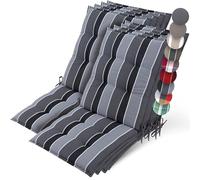 Beautissu 8X Premium Coussin Chaise Jardin Dossier Bas 100x50 cm Sun-NL - 8 cm Épaisseur Tissu Robuste Antidérapant & Résistance aux UV - Coussin Fauteuil avec Sangles Fixation Anthracite Rayé