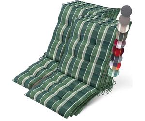 Beautissu 8X Premium Coussin Chaise Jardin Dossier Bas 100x50 cm Sun-NL - 8 cm Épaisseur Tissu Robuste Antidérapant & Résistance aux UV - Coussin Fauteuil avec Sangles Fixation Vert Carré