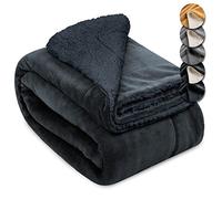 Beautissu Alina XXL Plaid Canape Grande Taille Sherpa 220x240 Anthracite/Anthracite - Doux Couverture Chaude pour l’Hiver Plaid Polaire Canapé Gros Couvre-Sofa avec Aspect de Fourrure d'agneau