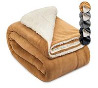 Beautissu Alina XXL Plaid Canape Grande Taille Sherpa 220x240 Beige/Blanc - Doux Couverture Chaude pour l’Hiver Plaid Polaire Canapé Gros Couvre-Sofa avec Aspect de Fourrure d'agneau
