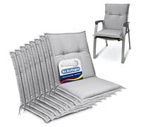Beautissu Base NL Lot de 8 Coussin Fauteuil de Jardin 100x50x6cm - Coussin Assise Gris Clair pour Jardin, Balcon, Camping - Matelas Coussin Chaise à Dossier Bas