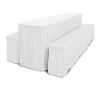 Beautissu Basic L Nappe Housse de Table 220x70cm Mariage fête Banquet cérémonie + Housse de Banc 220x25cm Blanc