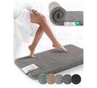 Beautissu BeauMare FL Tapis de Bain Absorbant et Antidérapant 60x50 cm - Tapis Shaggy Salle de Bain et WC Adapté au Chauffage au Sol - Tapis de Bain Gris Clair Moelleux & Extra Épais