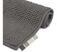 Beautissu BeauMare WR Tapis de Bain Absorbant et Antidérapant 50x50 cm - Tapis Chenille Anthracite Adapté au Chauffage au Sol - Tapis de Bain Moelleux pour Salle de Bain, Douche, WC et Baignoire