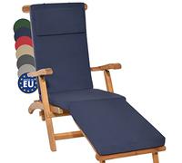 Beautissu Coussin Bain de Soleil 175x45x5 cm Loftlux DC - Matelas Bain de Soleil Housse Amovible - Coussin Transat Exterieur Chaise Longue Bleu